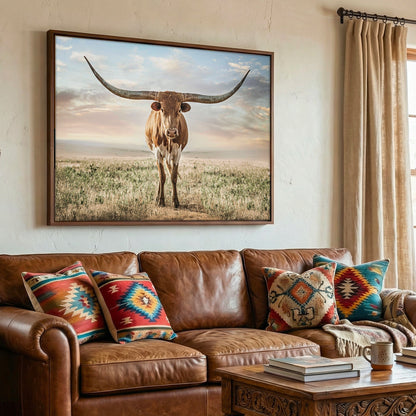 Longhorn Artwork Canvas Print – Texas Longhorn Wall Art Rustic Decor Wall Art Teri James Photography