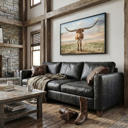 Longhorn Artwork Canvas Print – Texas Longhorn Wall Art Rustic Decor Wall Art Teri James Photography