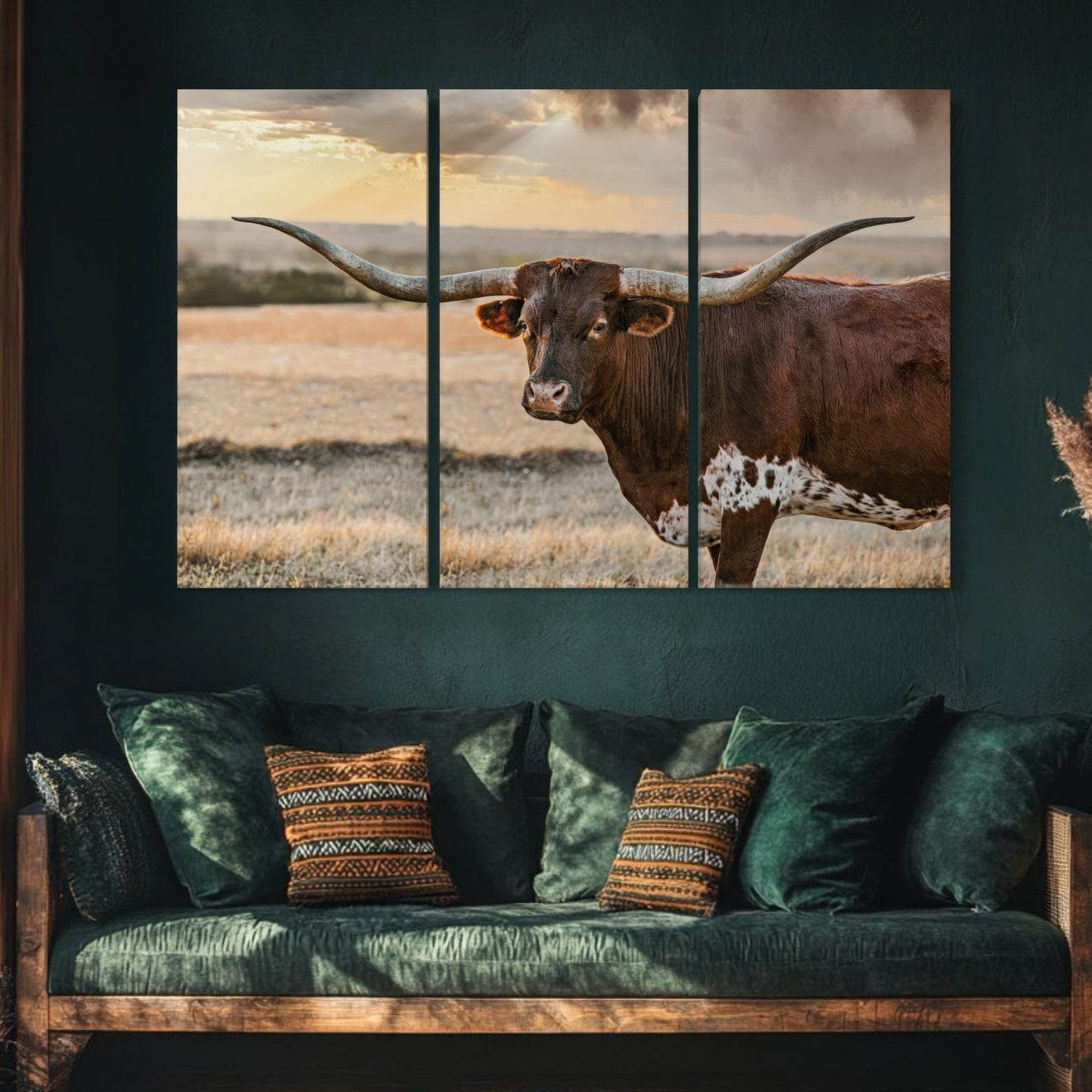 Longhorn Artwork Extra Large Canvas Triptych Wall Art Teri James Photography
