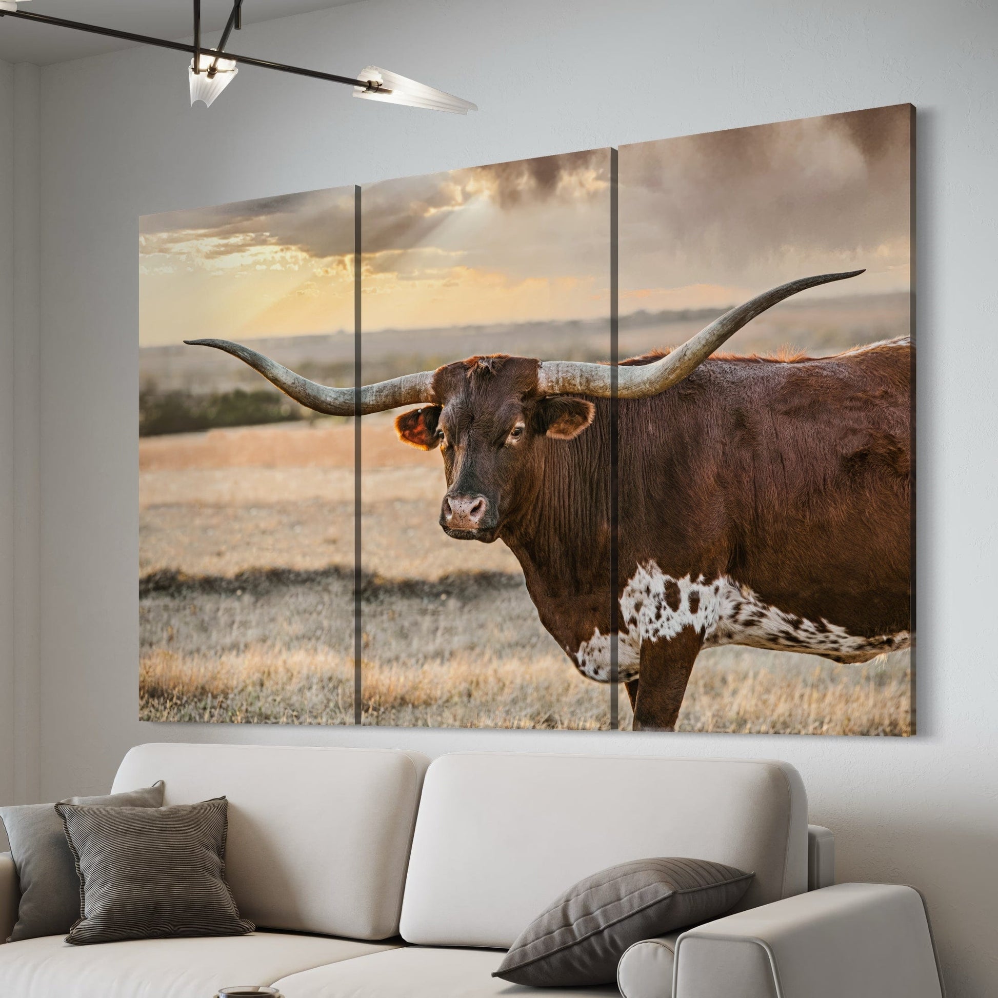 Longhorn Artwork Extra Large Canvas Triptych Wall Art Teri James Photography