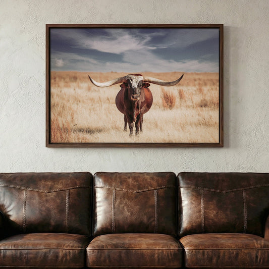 Longhorn Bull and Blue Sky Canvas Wall Art Teri James Photography