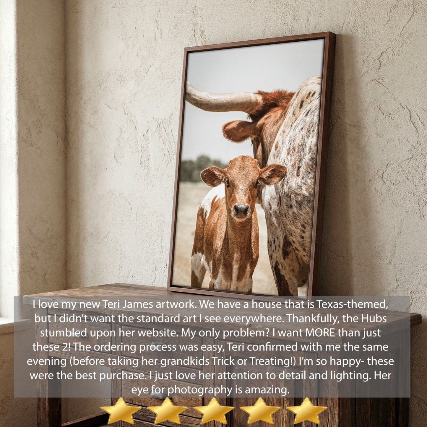 Longhorn Calf Canvas Print - Texas Longhorn Art Rustic Wall Artwork Wall Art Teri James Photography