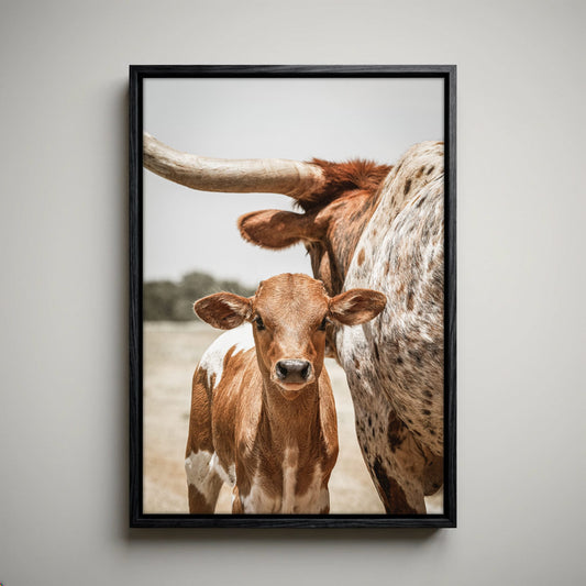 Longhorn Calf Canvas Print - Texas Longhorn Art