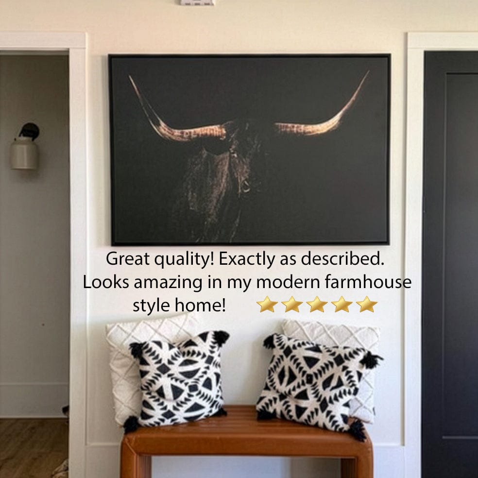 Longhorn Canvas Art – Elegant Black Western Wall Decor for Living Room Wall Art Teri James Photography