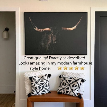Longhorn Canvas Art – Elegant Black Western Wall Decor for Living Room Wall Art Teri James Photography