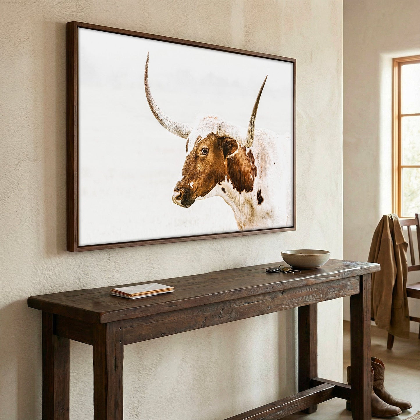 Longhorn Canvas in Sepia Browns Wall Art Teri James Photography