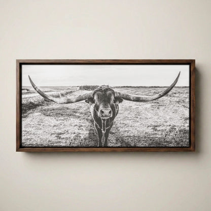 Longhorn Canvas Print – Panoramic Texas Longhorn