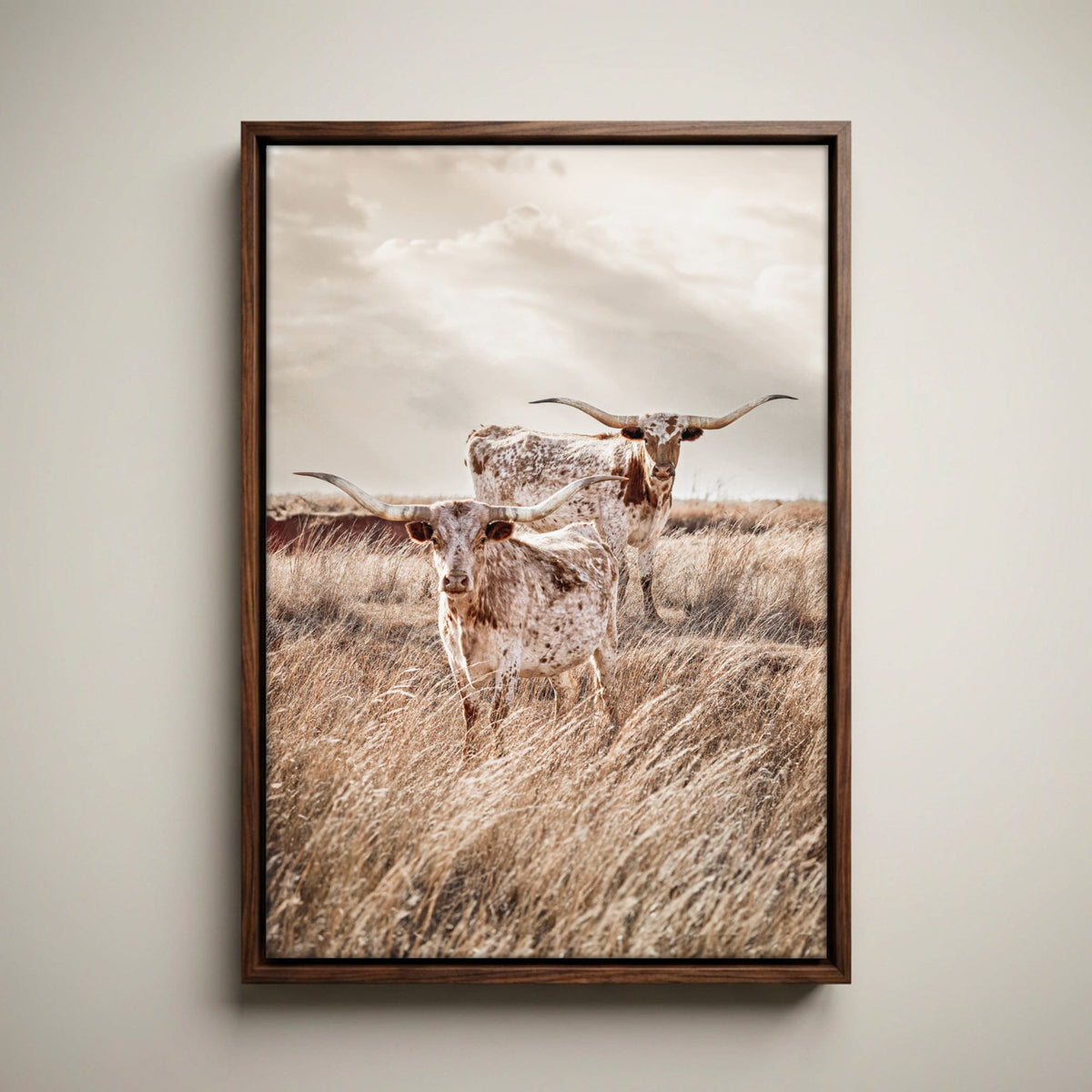 Longhorn Canvas Print – Vertical Rustic Animal Art Farmhouse Decor