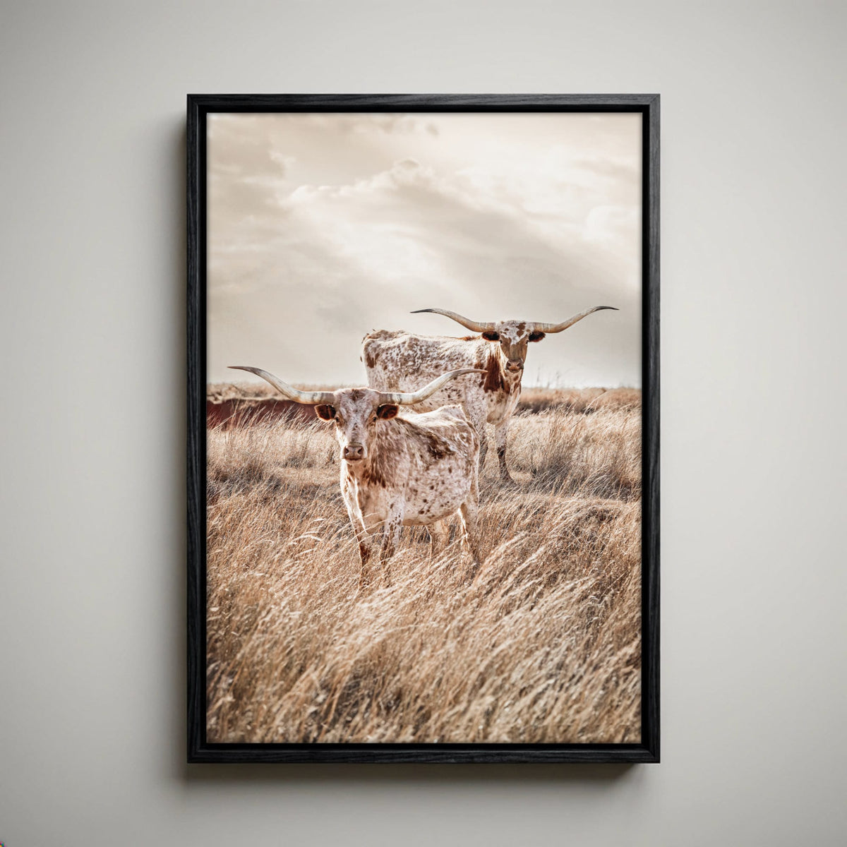 Longhorn Canvas Print – Vertical Rustic Animal Art Farmhouse Decor