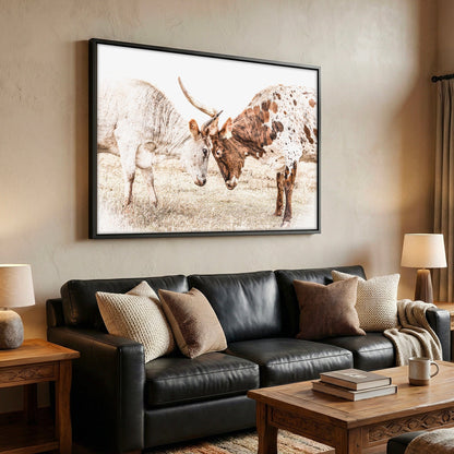 Longhorn Canvas Wall Art in Sepia Farmhouse Colors Wall Art Teri James Photography