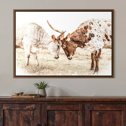 Longhorn Canvas Wall Art in Sepia Farmhouse Colors Wall Art Teri James Photography