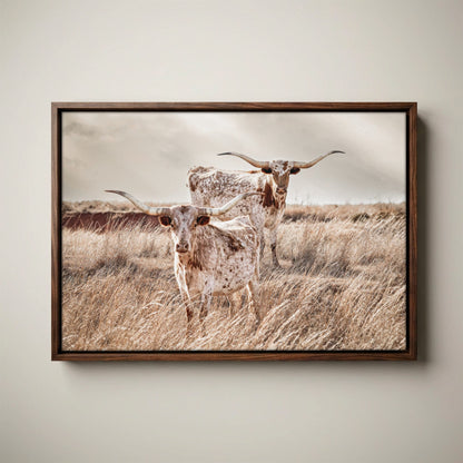 Longhorn Canvas Wall Art - Rustic Texas Longhorn Art