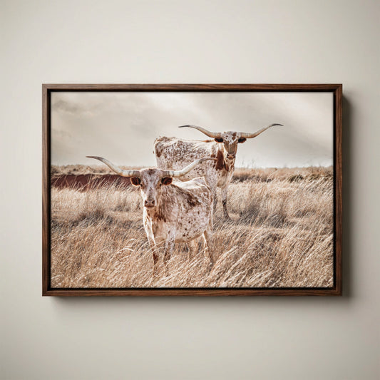 Longhorn Canvas Wall Art - Rustic Texas Longhorn Art