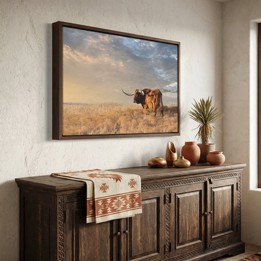 Longhorn Canvas Wall Art - Texas Longhorn Bull Wall Art Teri James Photography