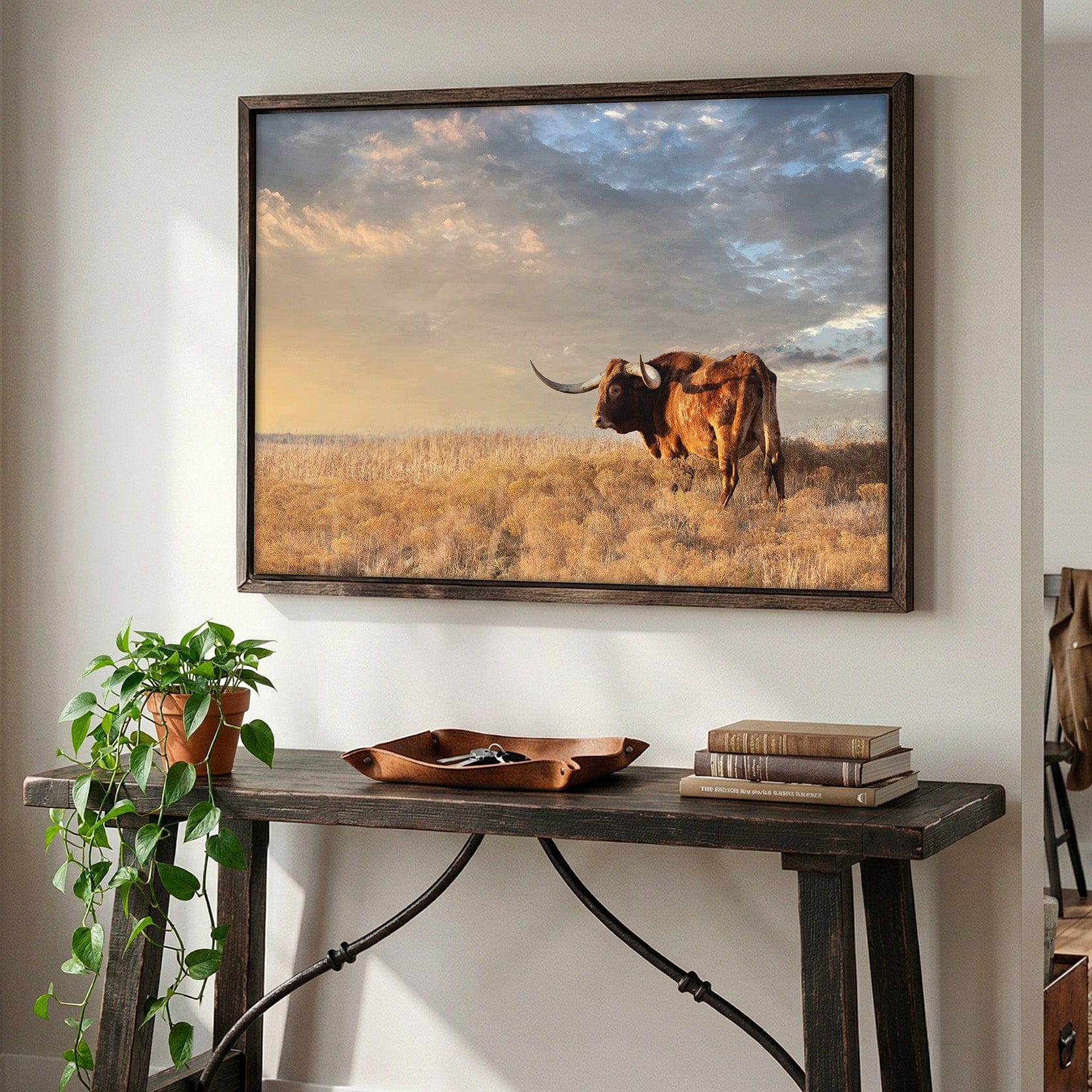 Longhorn Canvas Wall Art - Texas Longhorn Bull Wall Art Teri James Photography