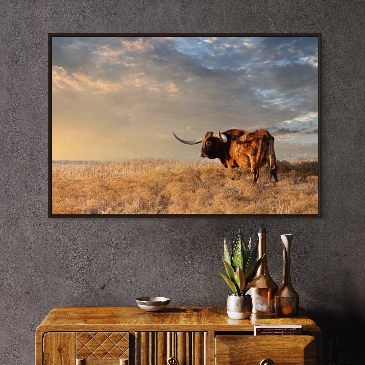 Longhorn Canvas Wall Art - Texas Longhorn Bull Wall Art Teri James Photography