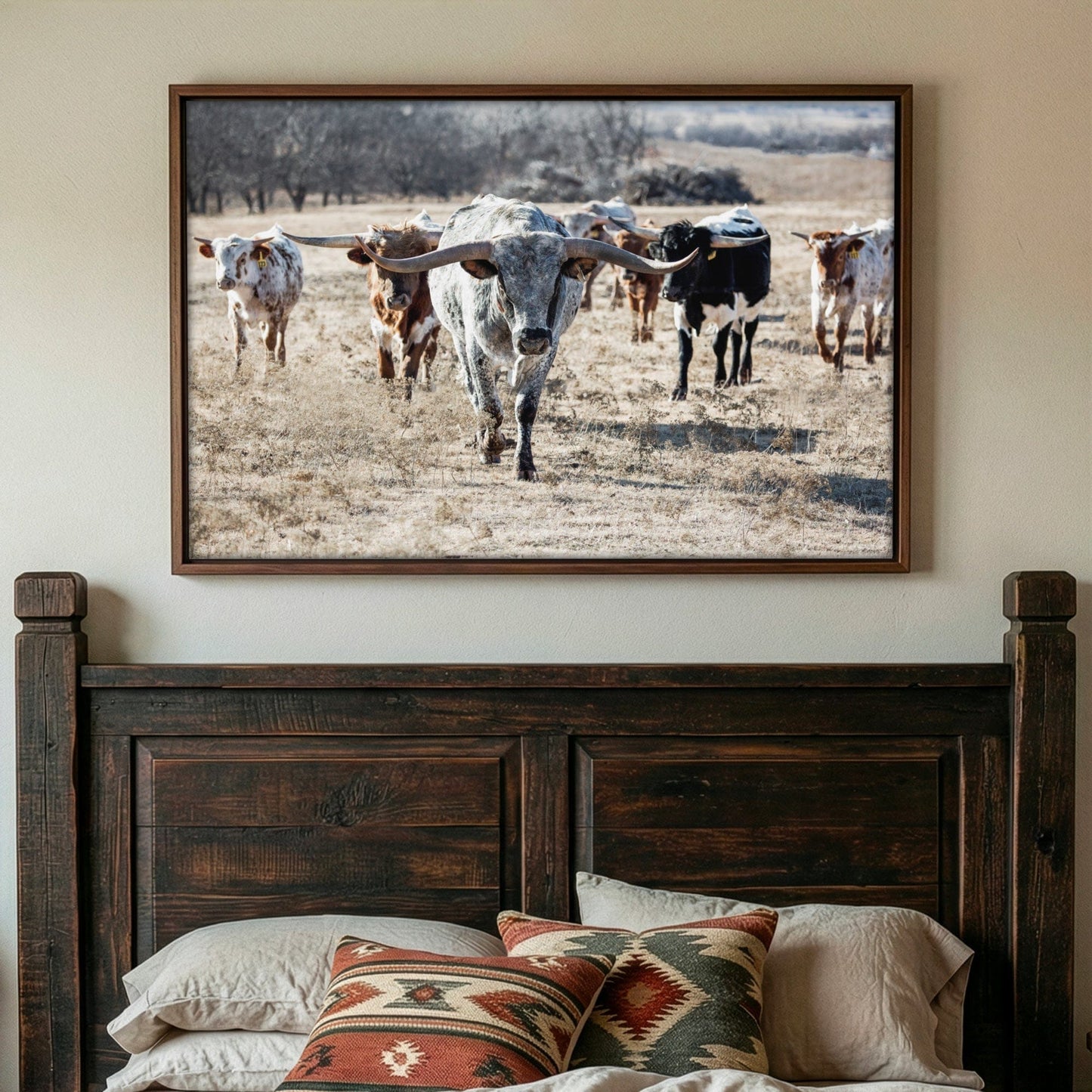 Longhorn Cattle Canvas – Texas Longhorn Art Rustic Wall Decor Print Wall Art Teri James Photography