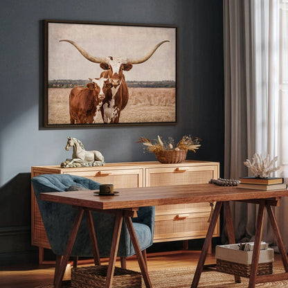 Longhorn Cow & Calf Nursery Decor Wall Art Teri James Photography