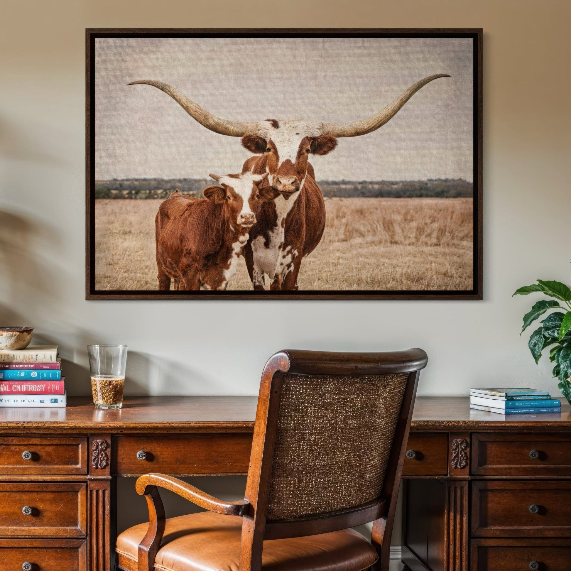Longhorn Cow & Calf Nursery Decor Wall Art Teri James Photography