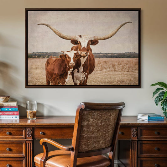 Longhorn Cow & Calf Nursery Decor Wall Art Teri James Photography