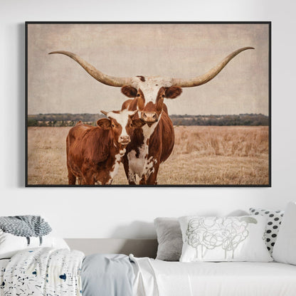 Longhorn Cow & Calf Nursery Decor Wall Art Teri James Photography