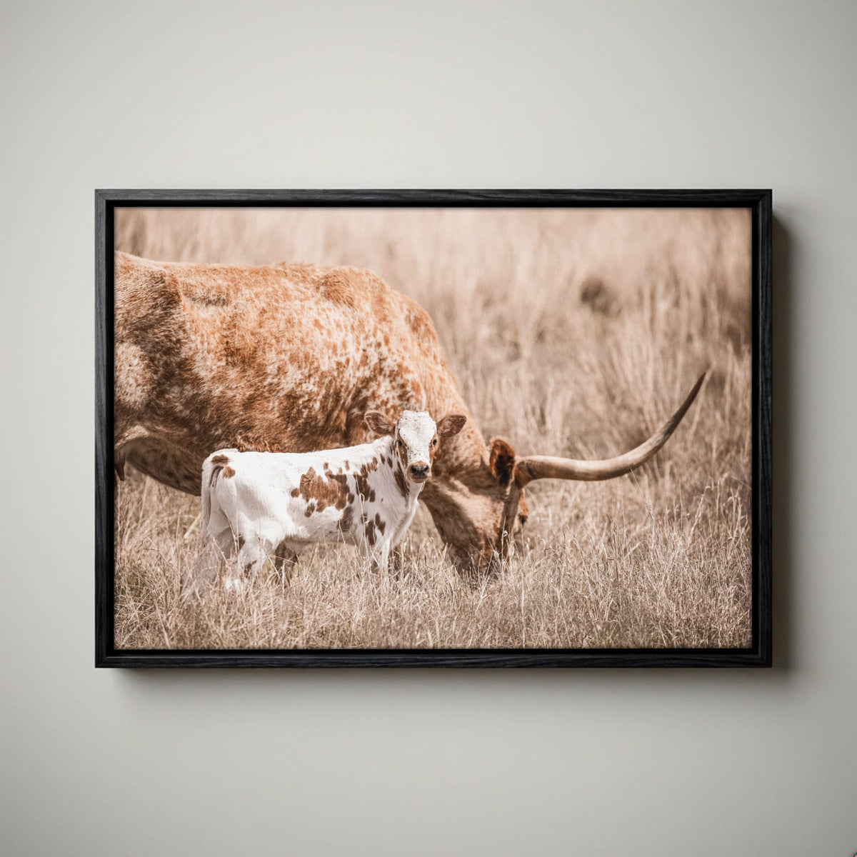 Longhorn Cow Nursery Art - Cow and Calf Print for Baby