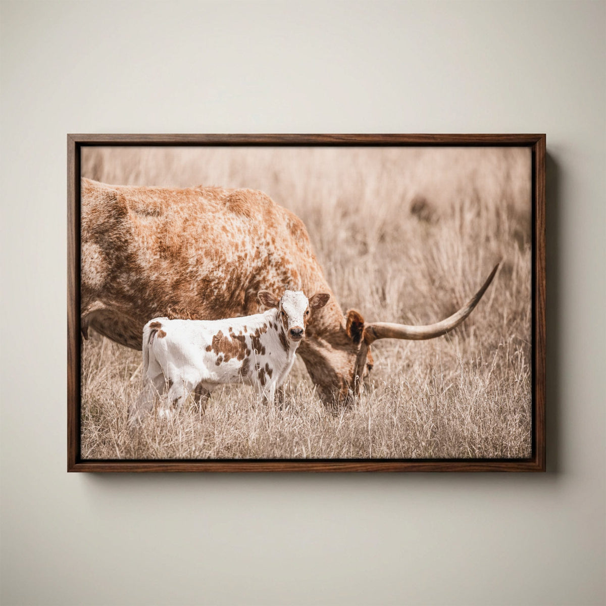 Longhorn Cow Nursery Art - Cow and Calf Print for Baby