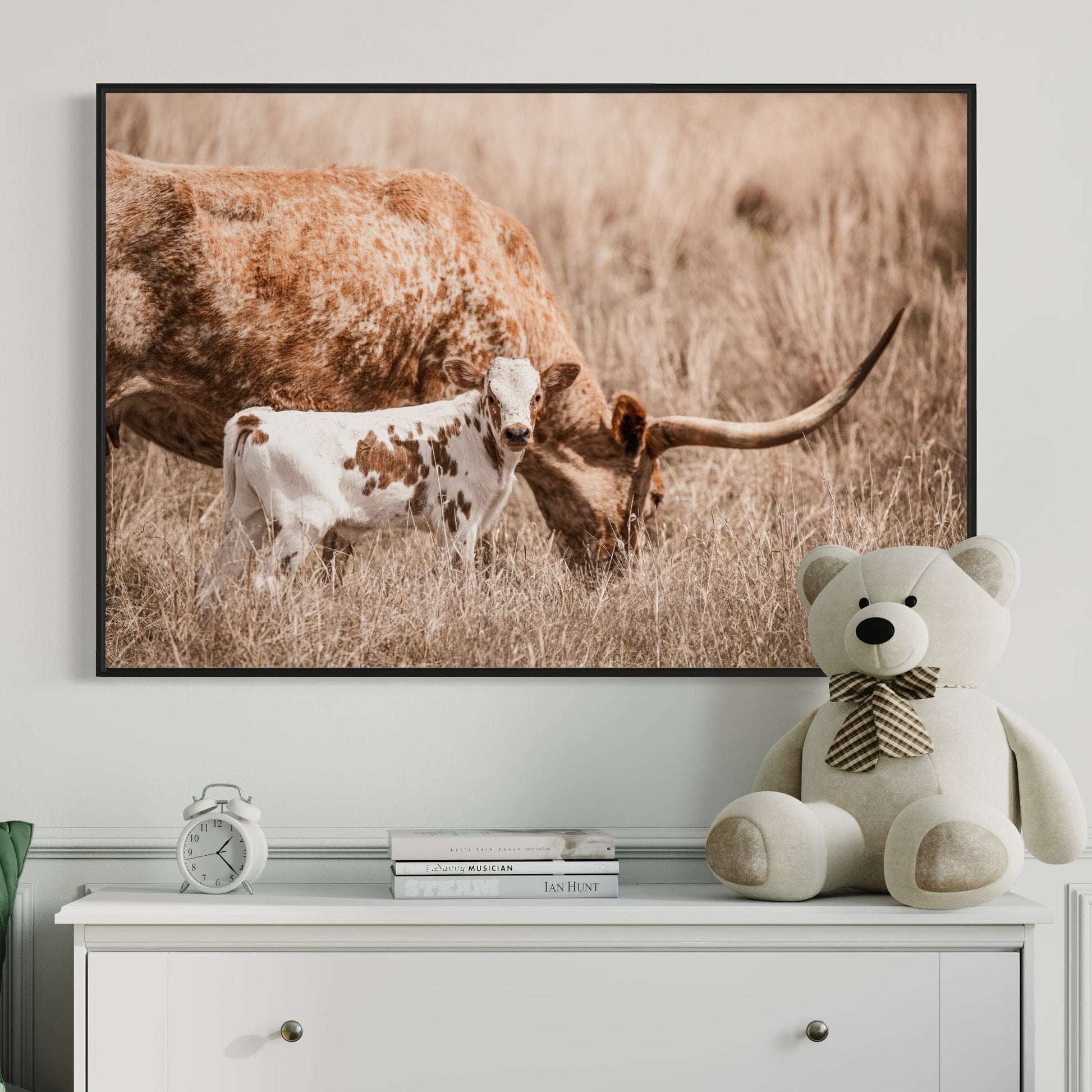 Longhorn Cow Nursery Wall Art - Longhorn Cow and Calf Wall Art Teri James Photography