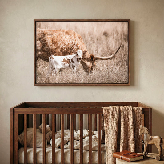 Longhorn Cow Nursery Wall Art - Longhorn Cow and Calf Wall Art Teri James Photography