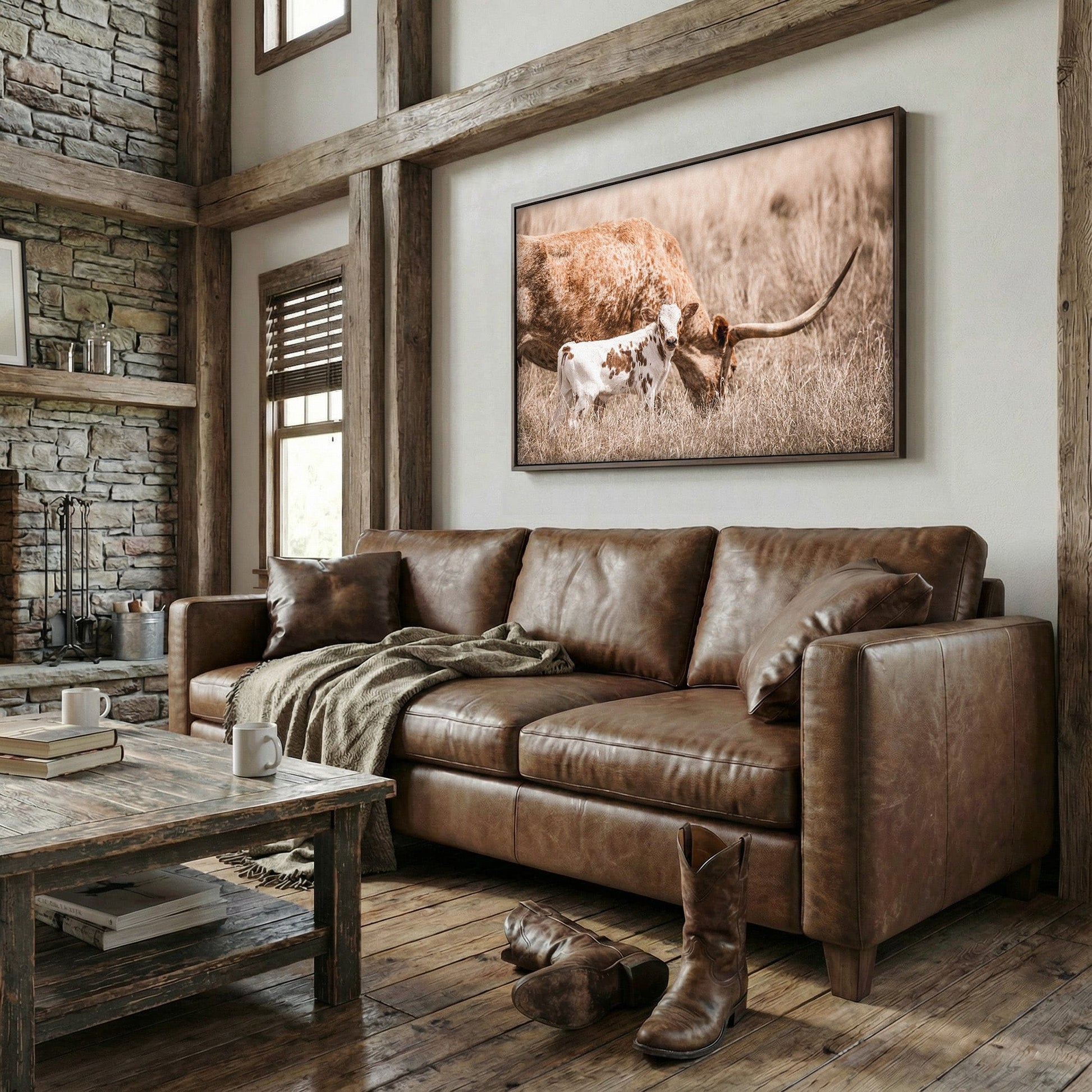 Longhorn Cow Nursery Wall Art - Longhorn Cow and Calf Wall Art Teri James Photography