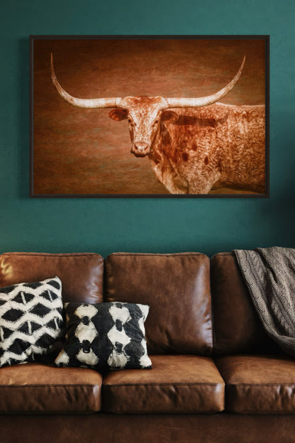 Longhorn Float Framed Canvas Wall Art Teri James Photography