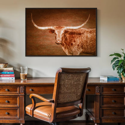 Longhorn Float Framed Canvas Wall Art Teri James Photography