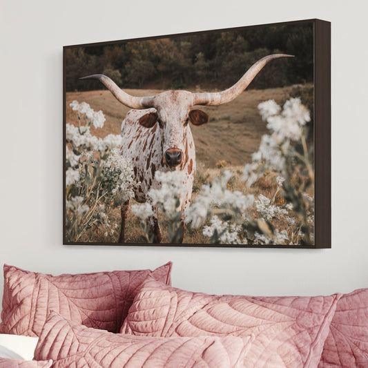 Longhorn in Flowers Wall Art Wall Art Teri James Photography