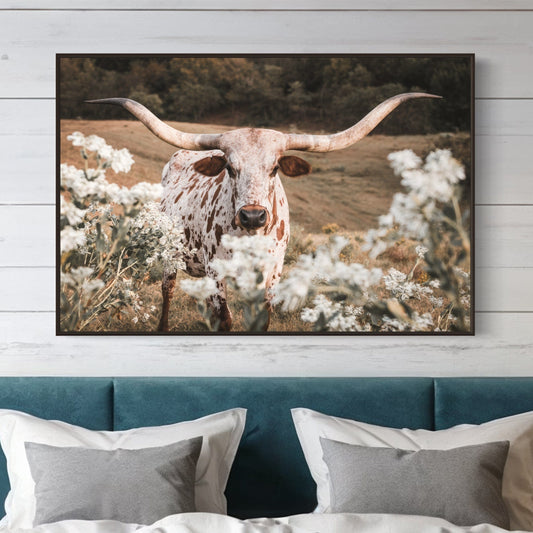Longhorn in Flowers Wall Art Wall Art Teri James Photography