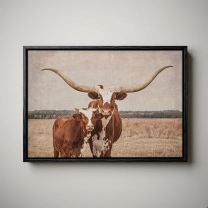 Longhorn Nursery Decor – Cow and Calf Rustic Wall Art for Nursery
