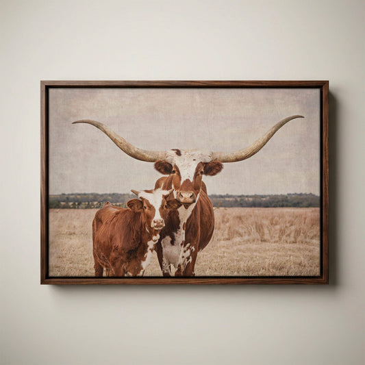 Longhorn Nursery Decor – Cow and Calf Rustic Wall Art for Nursery