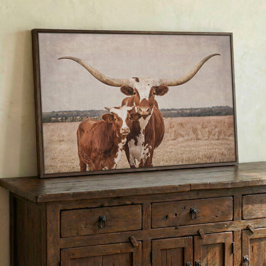 Longhorn Nursery Decor – Cow and Calf Rustic Wall Art for Nursery Wall Art Teri James Photography