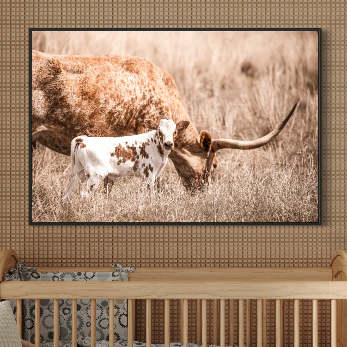 Longhorn Nursery Wall Art - Longhorn Cow and Calf Wall Art Teri James Photography