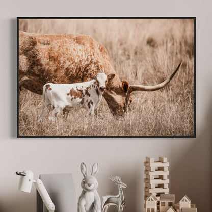 Longhorn Nursery Wall Art - Longhorn Cow and Calf Wall Art Teri James Photography