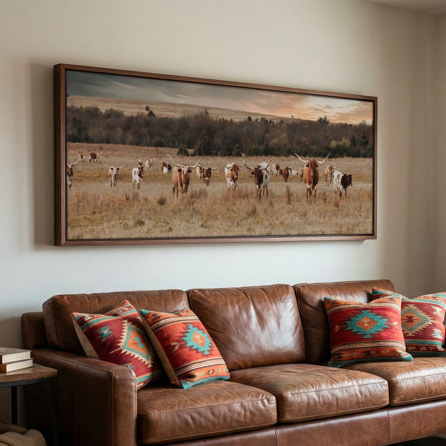Longhorn Panorama Wall Art – Texas Ranch Wall Art Wall Art Teri James Photography