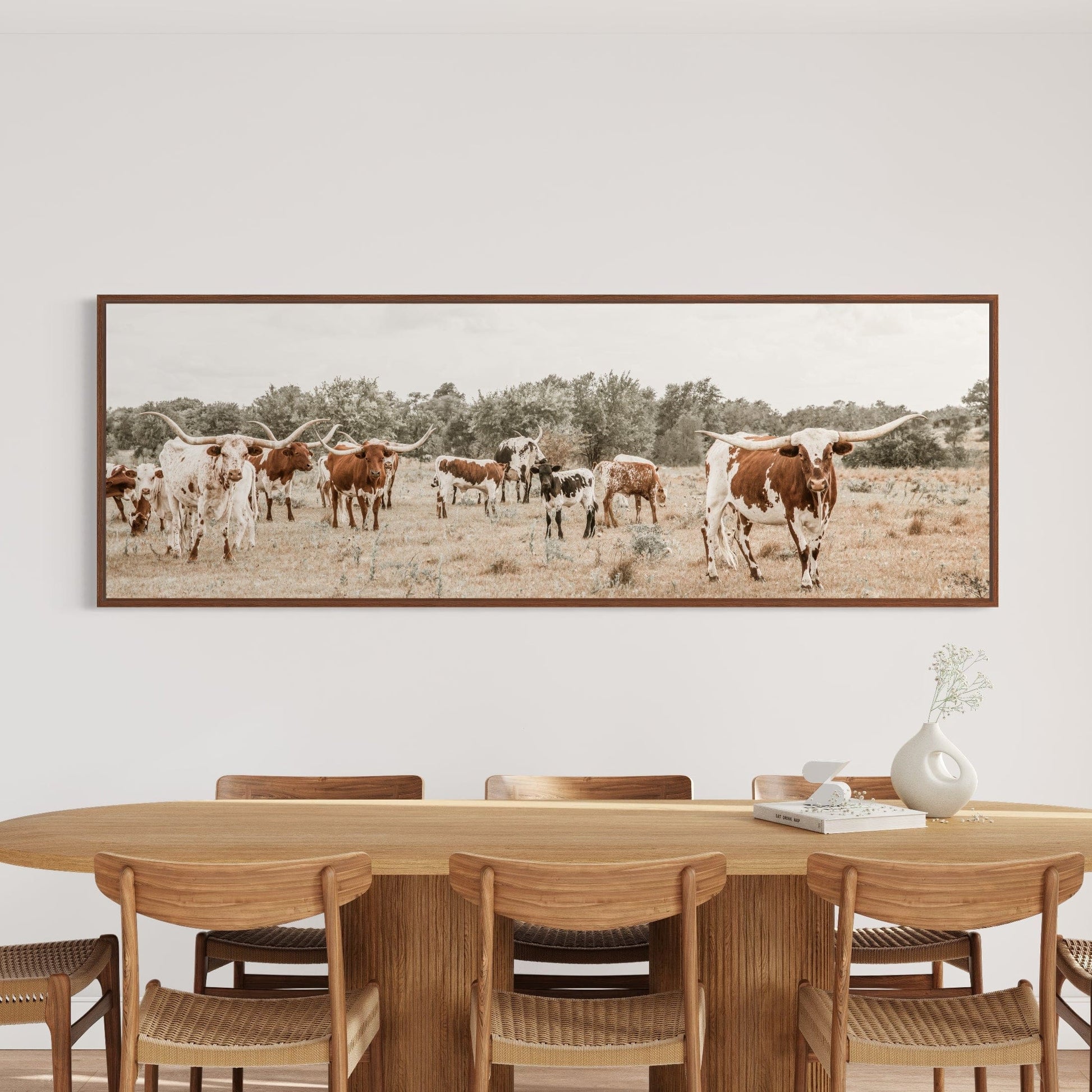 Longhorn Panoramic Canvas Wall Art Wall Art Teri James Photography