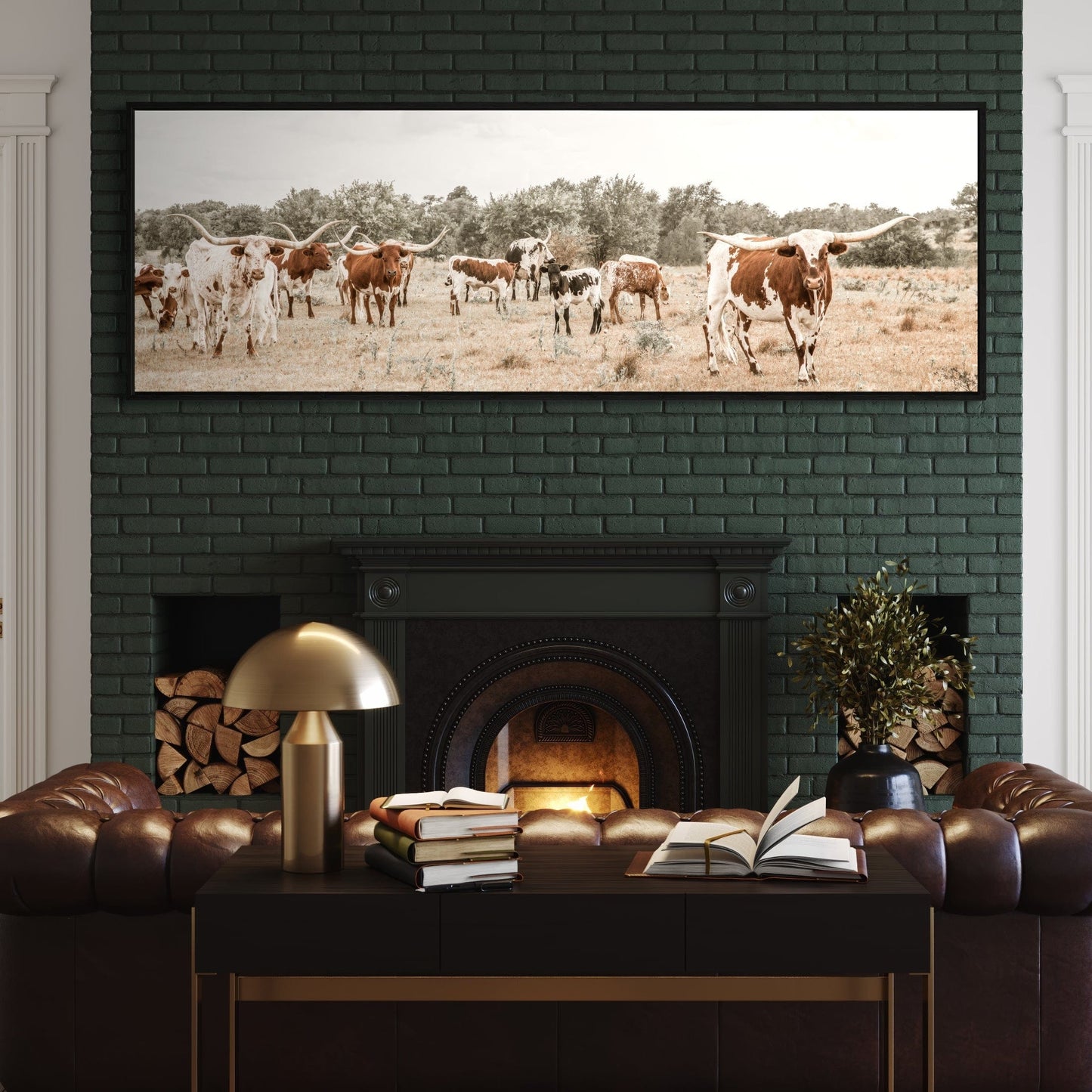 Longhorn Panoramic Canvas Wall Art Wall Art Teri James Photography
