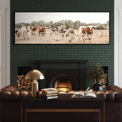 Longhorn Panoramic Canvas Wall Art Wall Art Teri James Photography