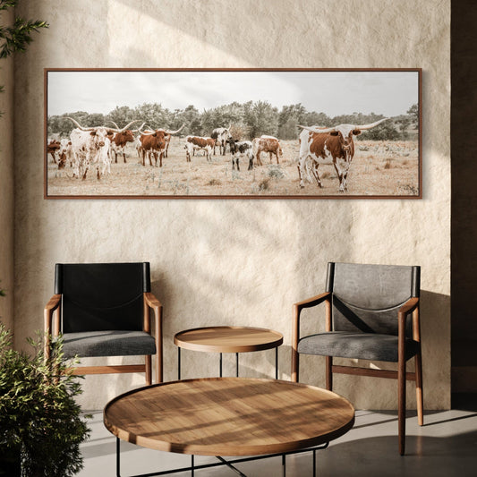 Longhorn Panoramic Canvas Wall Art Wall Art Teri James Photography