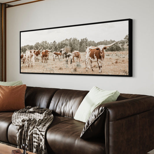 Longhorn Panoramic Canvas Wall Art Wall Art Teri James Photography