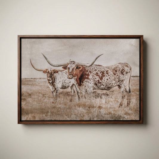 Longhorn Wall Art - Rustic Farmhouse Living Room Decor