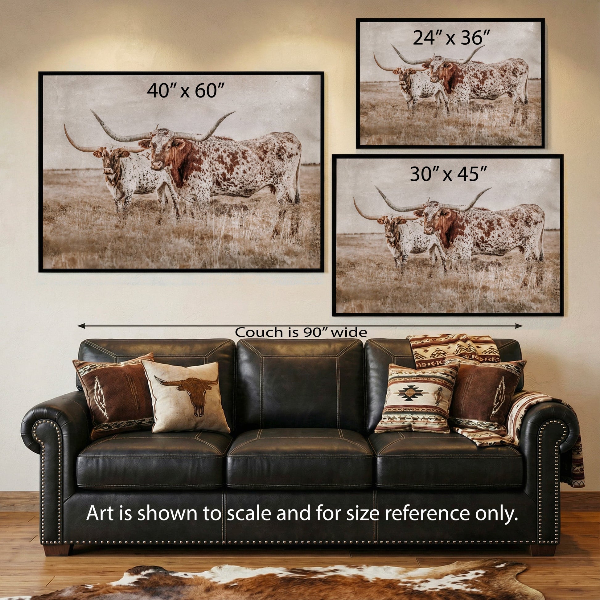 Longhorn Wall Art - Rustic Farmhouse Living Room Decor Wall Art Teri James Photography