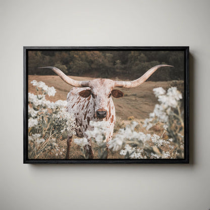 Longhorn Wall Art - Rustic Western Cow Canvas Print