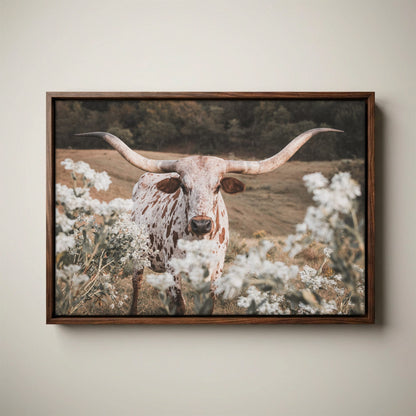 Longhorn Wall Art - Rustic Western Cow Canvas Print