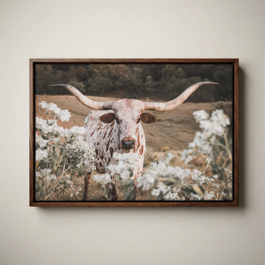 Longhorn Wall Art - Rustic Western Cow Canvas Print